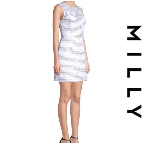 Milly Dresses & Skirts - $415 NWT MILLY Burnout Dress White with Black